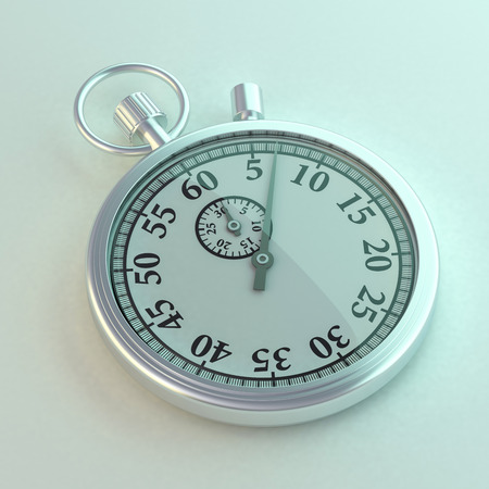 Analogue metal stopwatch on the white background. 3D renderingの写真素材