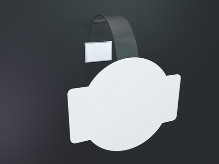 Blank wobbler hanging on wall mockup. 3D renderingの写真素材