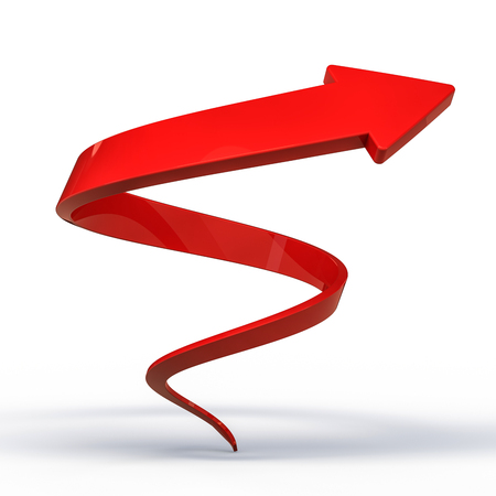 Huge red kinked arrow pointing up. Business profit. Business strategy. Positive trend. 3D renderingの写真素材