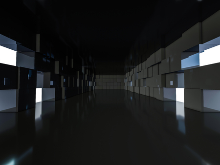 Abstract modern architecture background, empty open space interior. 3D renderingの写真素材
