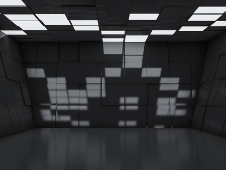 Abstract modern architecture background, empty open space interior. 3D renderingの写真素材