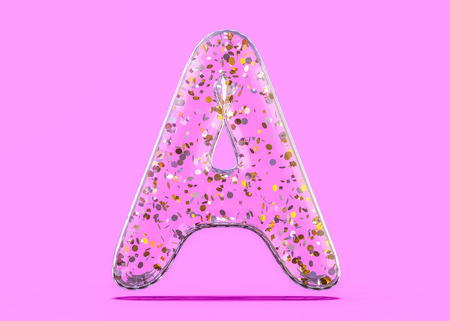 Letter A. Alphabet from transparent foil balloons. 3D renderingの写真素材