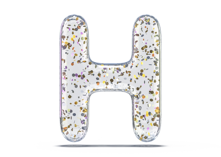 Letter H. Alphabet from transparent foil balloons. 3D renderingの写真素材