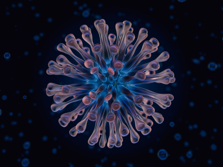 Abstract illustration of a virus body, bacteria, cell. 3D rendering