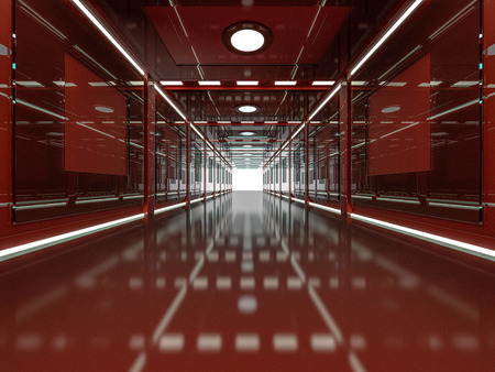 Abstract modern red architecture background, empty open space interior. 3D renderingの写真素材