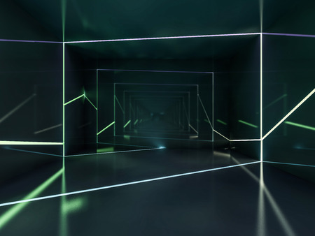 Abstract dark modern architecture background, empty open space interior. 3D renderingの写真素材