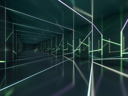 Abstract dark modern architecture background, empty open space interior. 3D renderingの写真素材