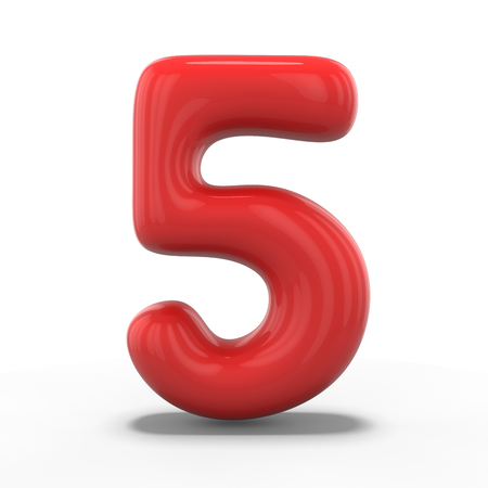 Number five made of inflatable balloon isolated on white background. 3D renderingの写真素材