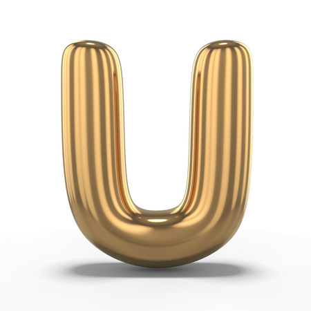 Letter U made of inflatable balloon isolated on white background. 3D renderingの写真素材