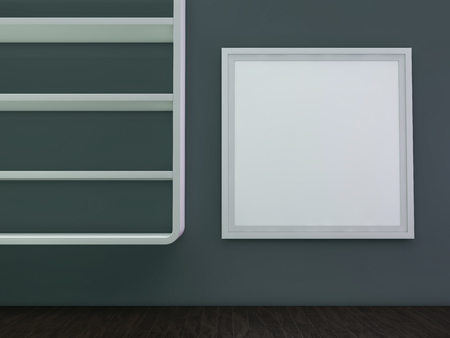 White blank photo frame mockup over background. 3D rendering