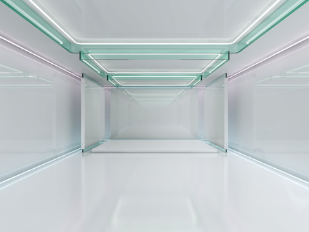 Abstract modern architecture background, empty open space interior. 3D renderingの写真素材