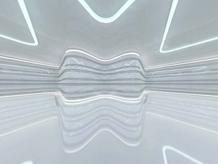 Abstract modern architecture background, empty open space interior. 3D renderingの写真素材