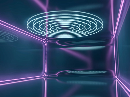 Abstract modern architecture background, empty open space interior. 3D renderingの写真素材