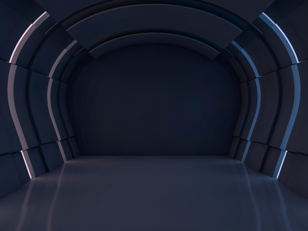 Abstract modern architecture background, empty open space interior. 3D renderingの写真素材