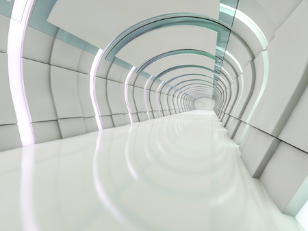 Abstract modern architecture background, empty open space interior. 3D renderingの写真素材