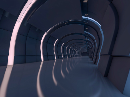 Abstract modern architecture background, empty open space interior. 3D renderingの写真素材