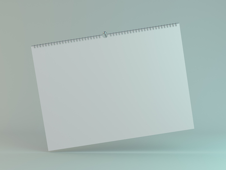Blank design horizontal calendar template with soft shadows. 3D renderingの写真素材
