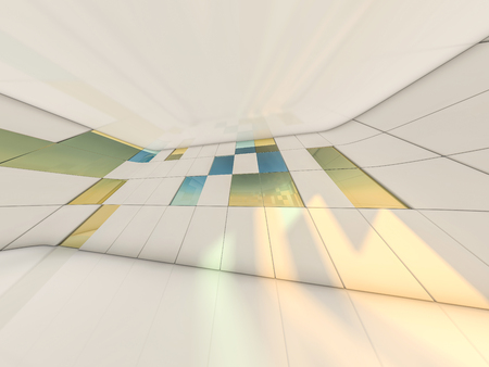 Abstract modern architecture background, empty open space interior. 3D renderingの写真素材