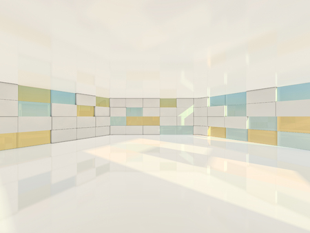 Abstract modern architecture background, empty open space interior. 3D renderingの写真素材