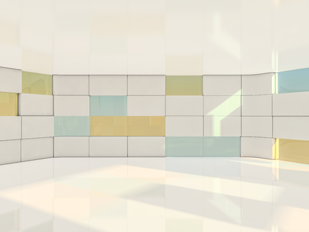 Abstract modern architecture background, empty open space interior. 3D renderingの写真素材
