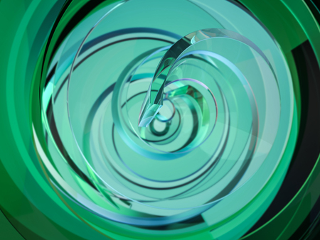 Abstract swirly green shape on black background. 3D renderingの写真素材