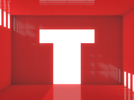 Abstract modern architecture background, empty open space interior. 3D renderingの写真素材