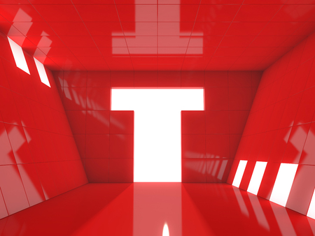 Abstract modern architecture background, empty open space interior. 3D renderingの写真素材