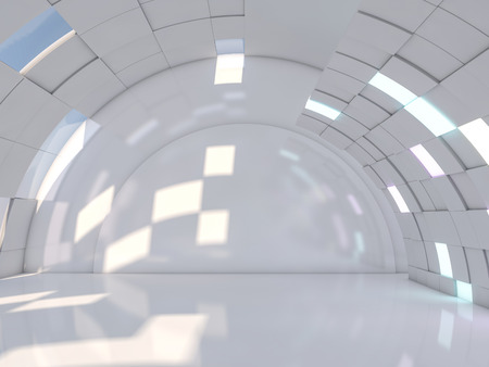 Abstract modern architecture background, empty open space interior. 3D renderingの写真素材