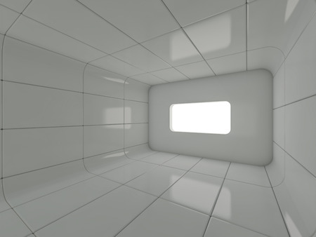 Abstract modern architecture background, empty open space interior. 3D renderingの写真素材