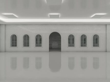 Abstract modern architecture background, empty open space interior. 3D rendering