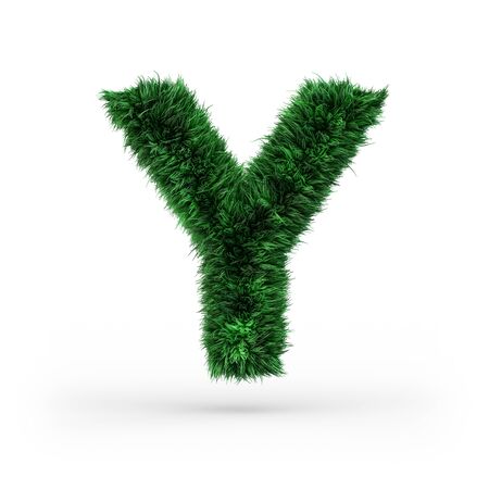 Uppercase green and ecology font. Letter Y. 3D renderingの写真素材