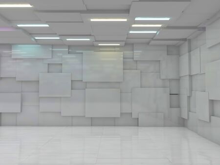 Abstract modern architecture background, empty open space interior. 3D rendering