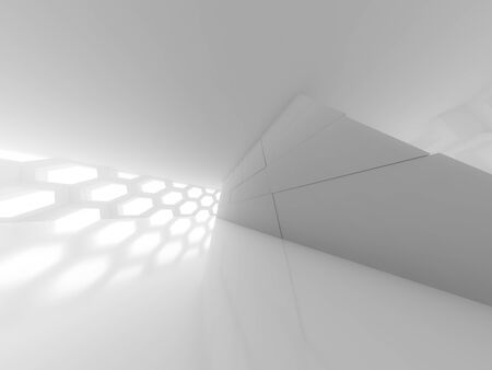 Abstract modern architecture background, empty open space interior. 3D renderingの写真素材
