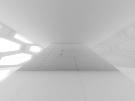 Abstract modern architecture background, empty open space interior. 3D renderingの写真素材