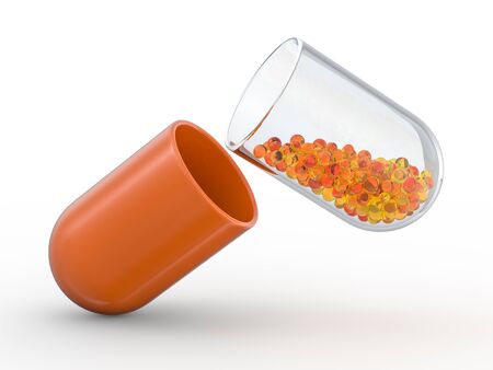 Many colorful pills isolated on white. 3D renderingの写真素材