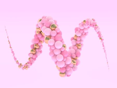 Abstract colorful swirled balls. Pink Candies fly in zero gravity. Creative background. 3D renderingの写真素材