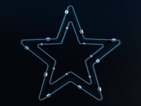 Shining neon stars. Mysterious bright sign board for your design. 3D renderingの写真素材