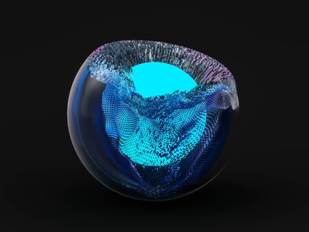 Abstract background with glass and glowing core. 3D rederingの写真素材