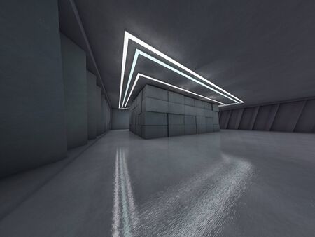 Abstract modern architecture background, empty open space interior. 3D renderingの写真素材
