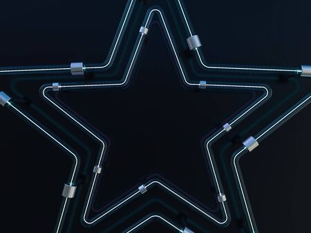Shining neon stars. Mysterious bright sign board for your design. 3D renderingの写真素材