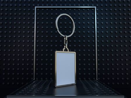 Luxury rectangle keychain with space for text or logo. 3D renderingの写真素材