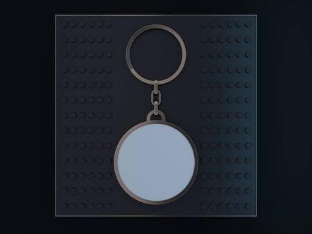Luxury round keychain with space for text or logo. 3D renderingの写真素材