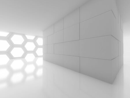 Abstract modern architecture background, empty open space interior. 3D renderingの写真素材
