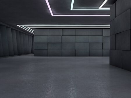 Abstract modern architecture background, empty open space interior. 3D renderingの写真素材