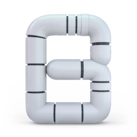 Number 8. Digital sign. Metallic futuristic white font. Mechanical alphabet. 3d rendering.の写真素材