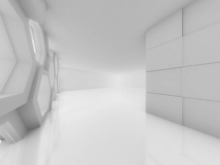 Abstract modern architecture background, empty open space interior. 3D renderingの写真素材