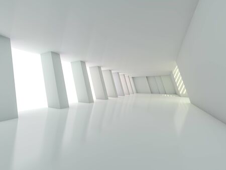 Abstract modern architecture background, empty open space interior. 3D renderingの写真素材