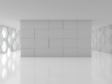 Abstract modern architecture background, empty open space interior. 3D renderingの写真素材