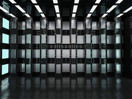 Abstract modern architecture background, empty open space interior. 3D renderingの写真素材