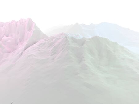 Abstract polygonal white landscape with mountains, hills. Modern geometric illustration. 3D renderingの写真素材
